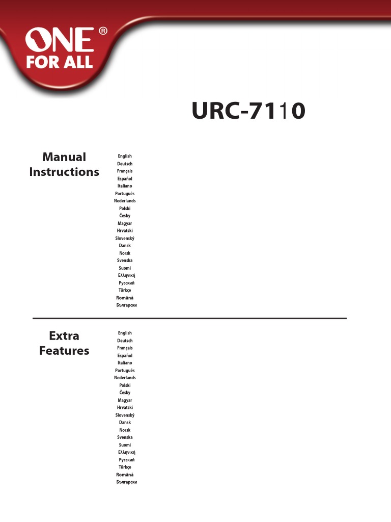 Urc 7110 Manual and Extra Features | PDF | Optics | Manufactured Goods