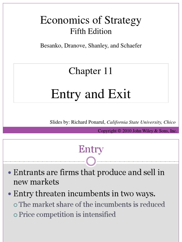 Chapter 6 - Entry and Exit | PDF | Profit (Economics) | Strategic ...