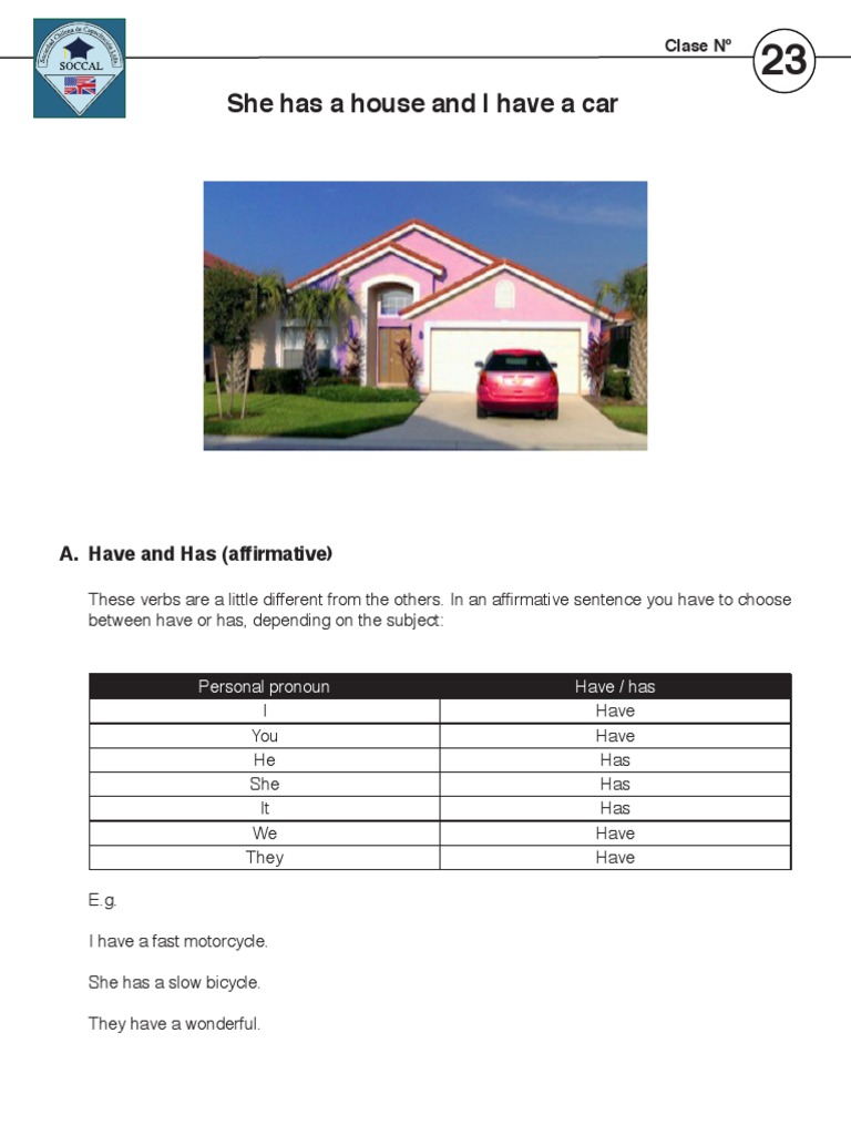 English Grammar: Using Have/Has | PDF