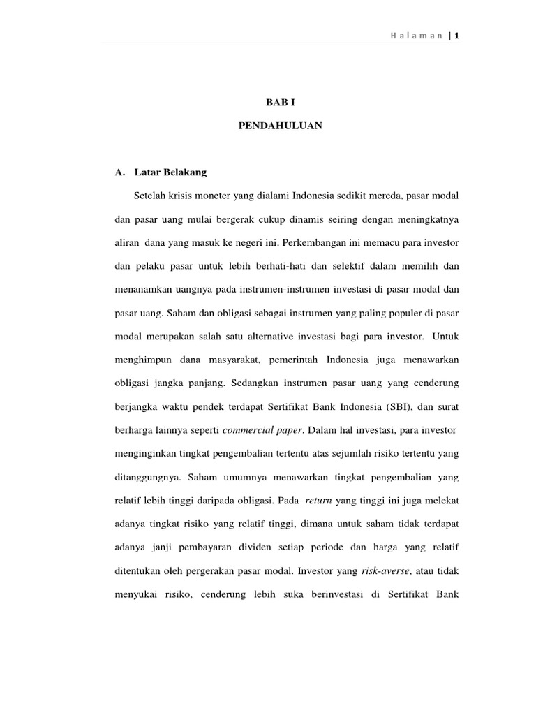 Makalah Teori Pasar Modal