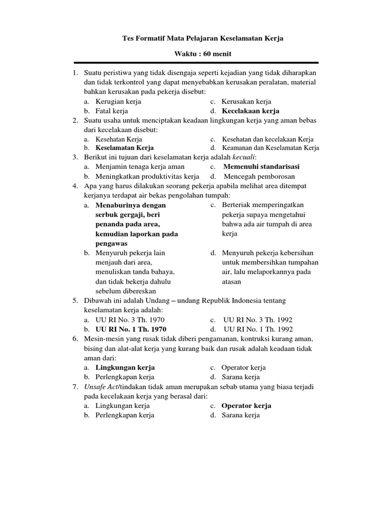 Soal Untuk Materi K3lh