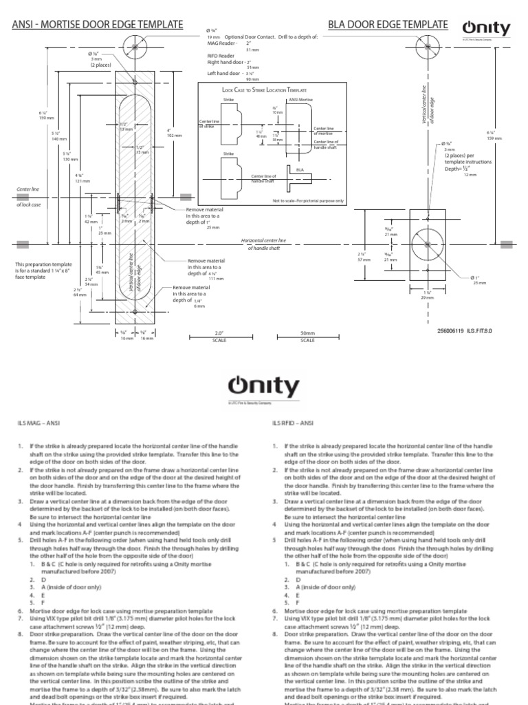 Onity Lock Installation Template Guide | PDF | Door | Drill