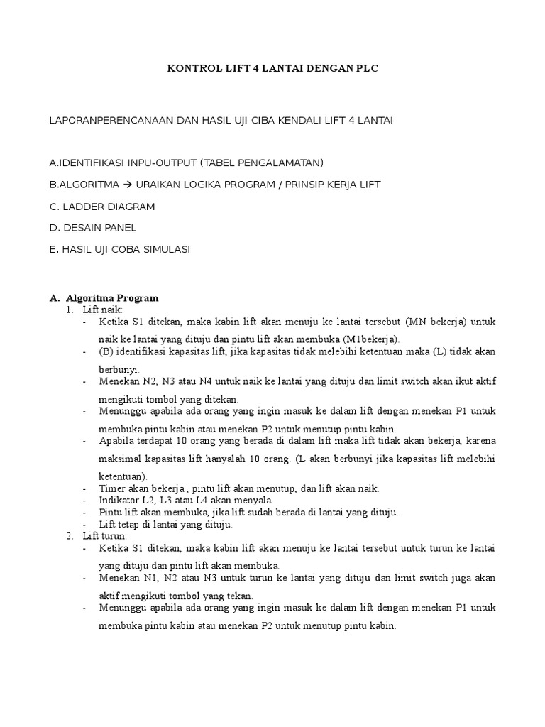 Kontrol Lift 4 Lantai dengan PLC | PDF