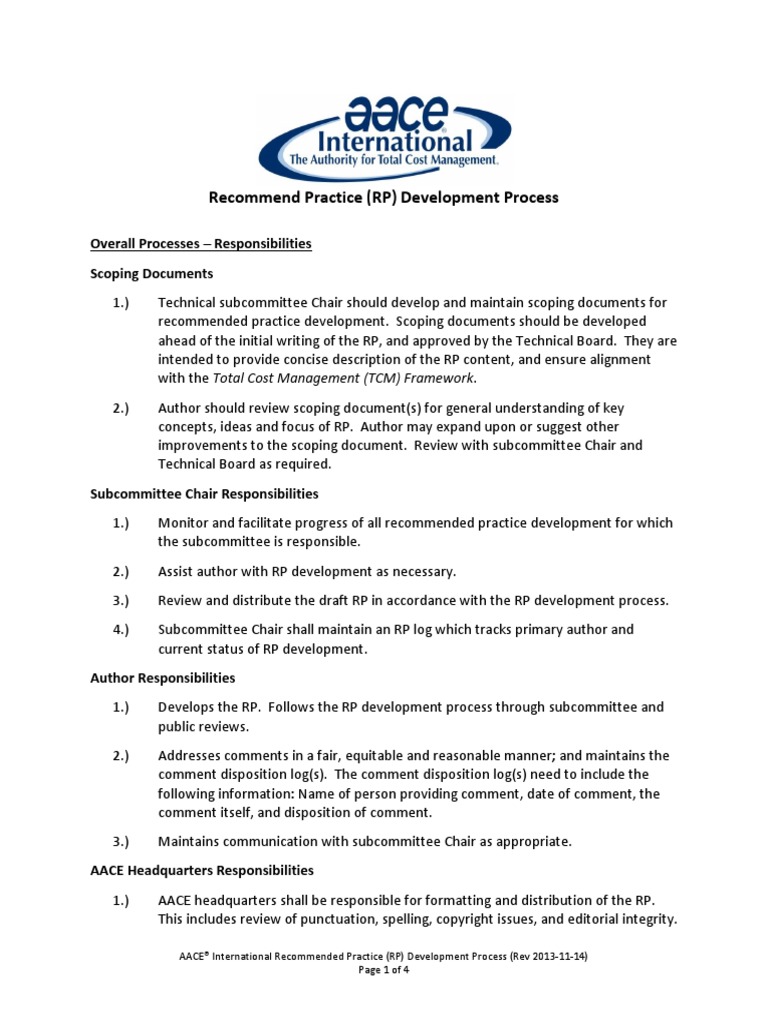 Recommend Practice (RP) Development Process: Overall Processes ...