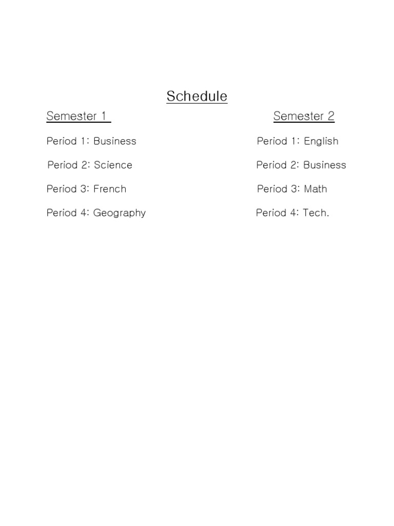 Semester Course Schedule Overview | PDF | Foreign Language Studies