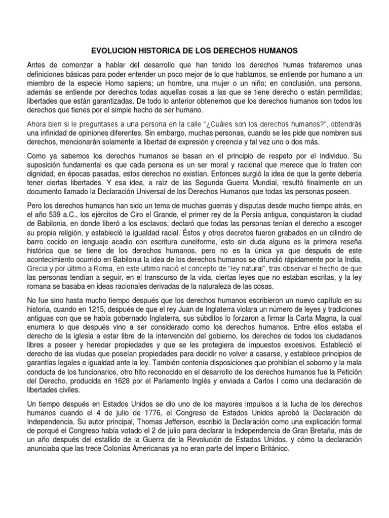 Historia de los Derechos Humanos | PDF | Derechos humanos | Derechos