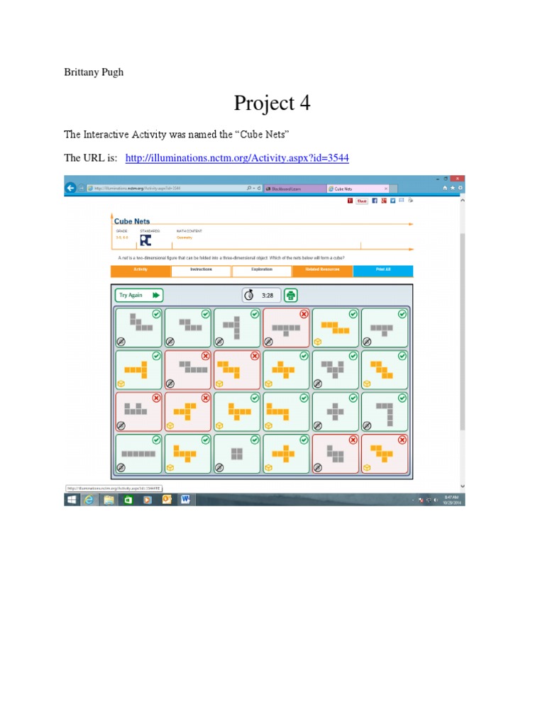 Cube Nets Interactive Geometry Activity | PDF