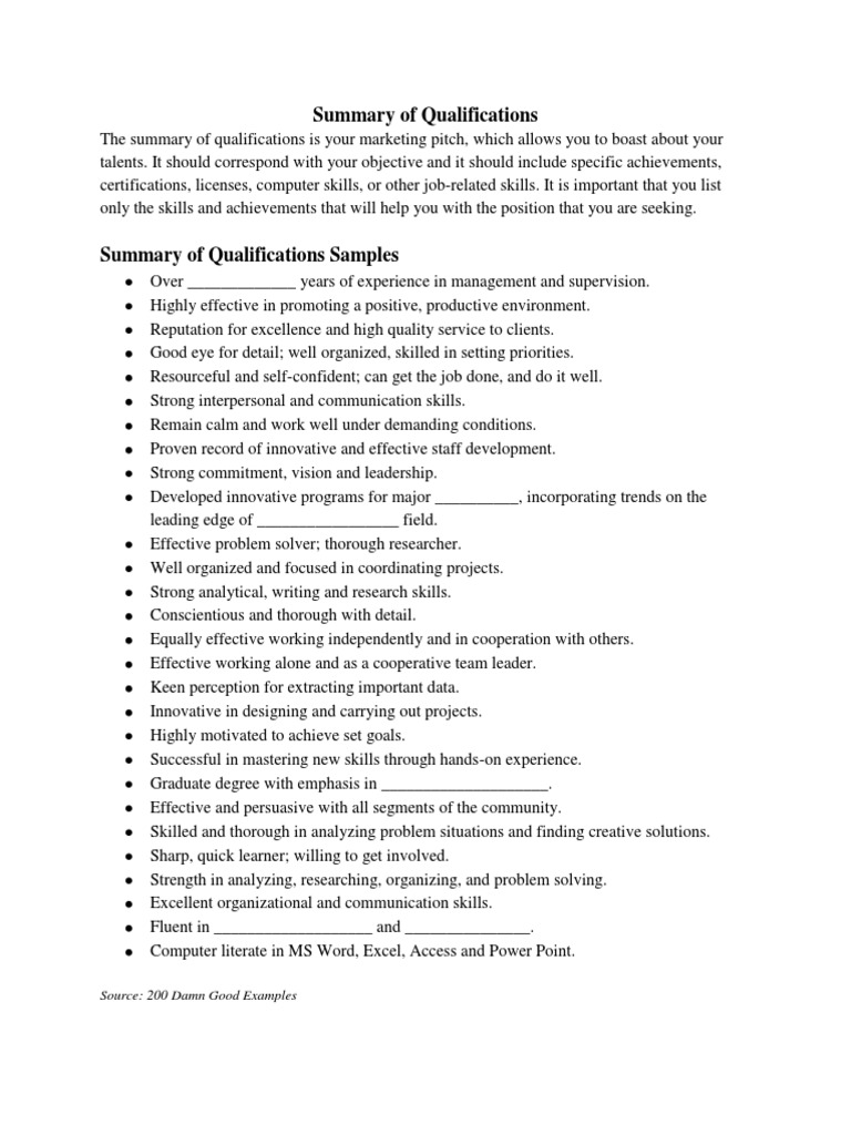 SEO-Optimized Qualifications Summary | PDF