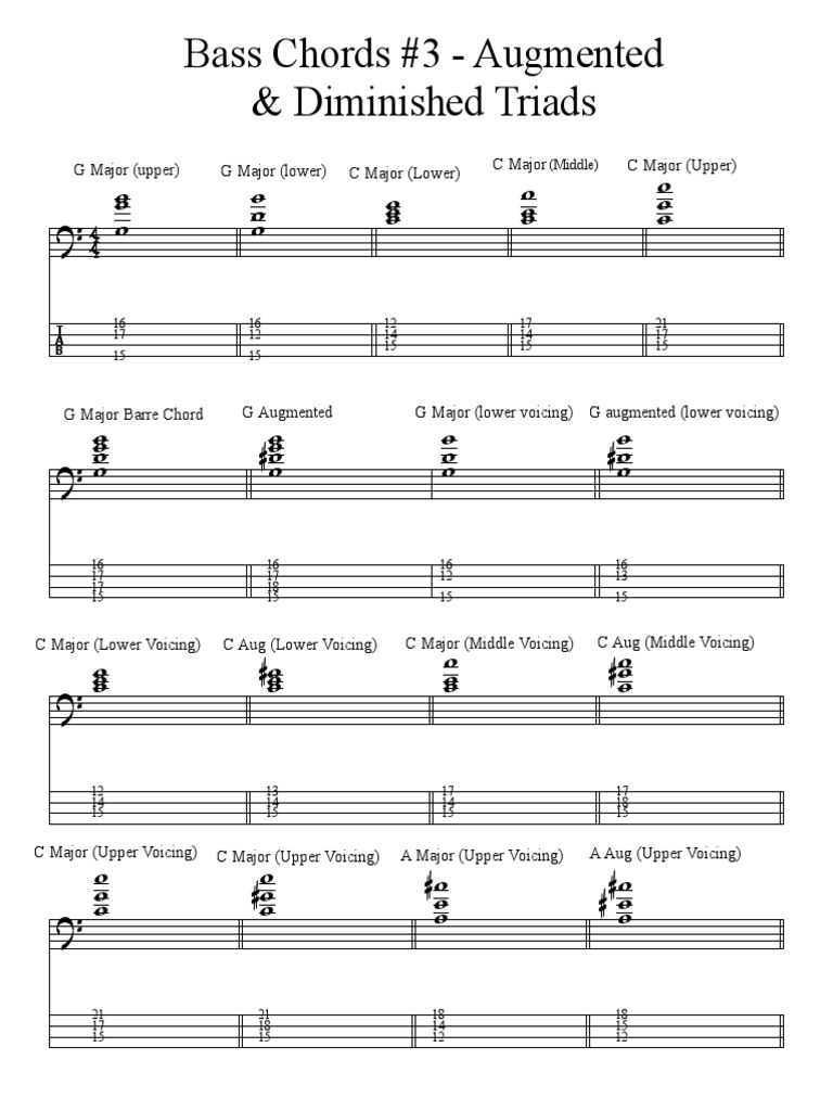 Bass Chords 3 Aug And Dim Triads