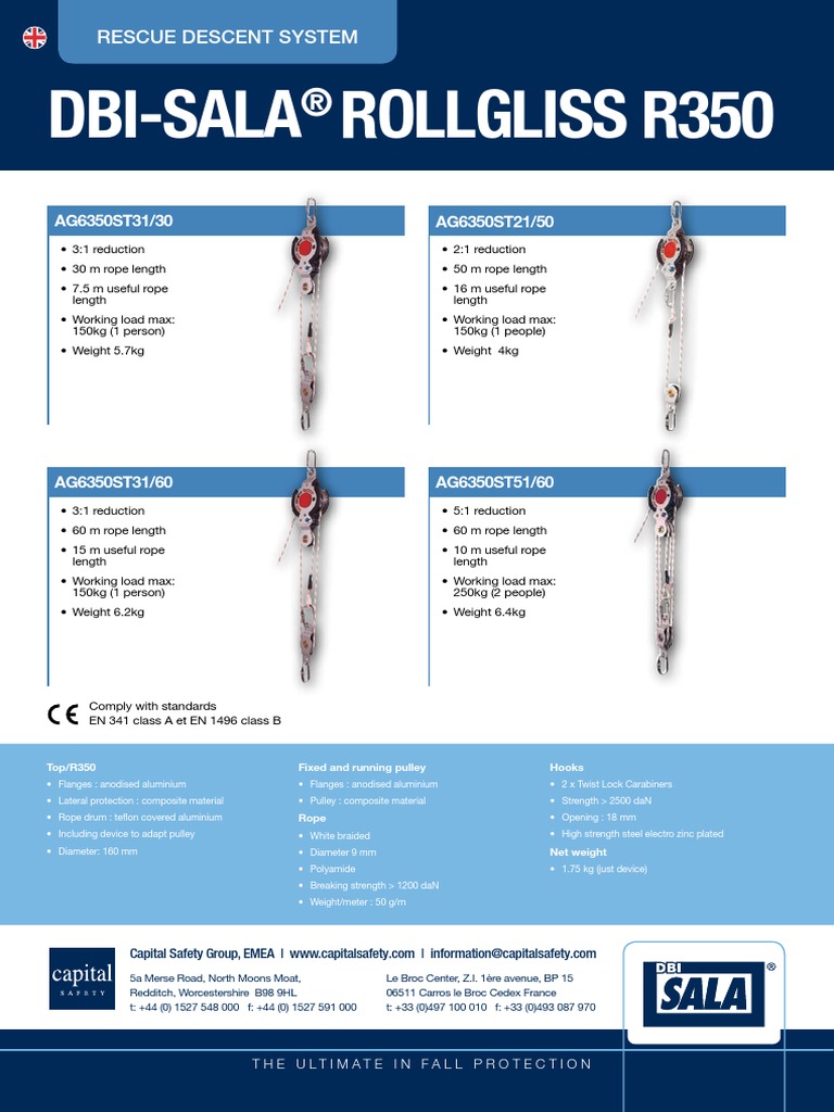 Dbi-Sala Rollgliss R350: Rescue Descent System | PDF | Technology ...