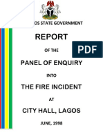Report of The Panel of Enquiry Into The Fire Incident at City Hall, Lagos, June, 1998