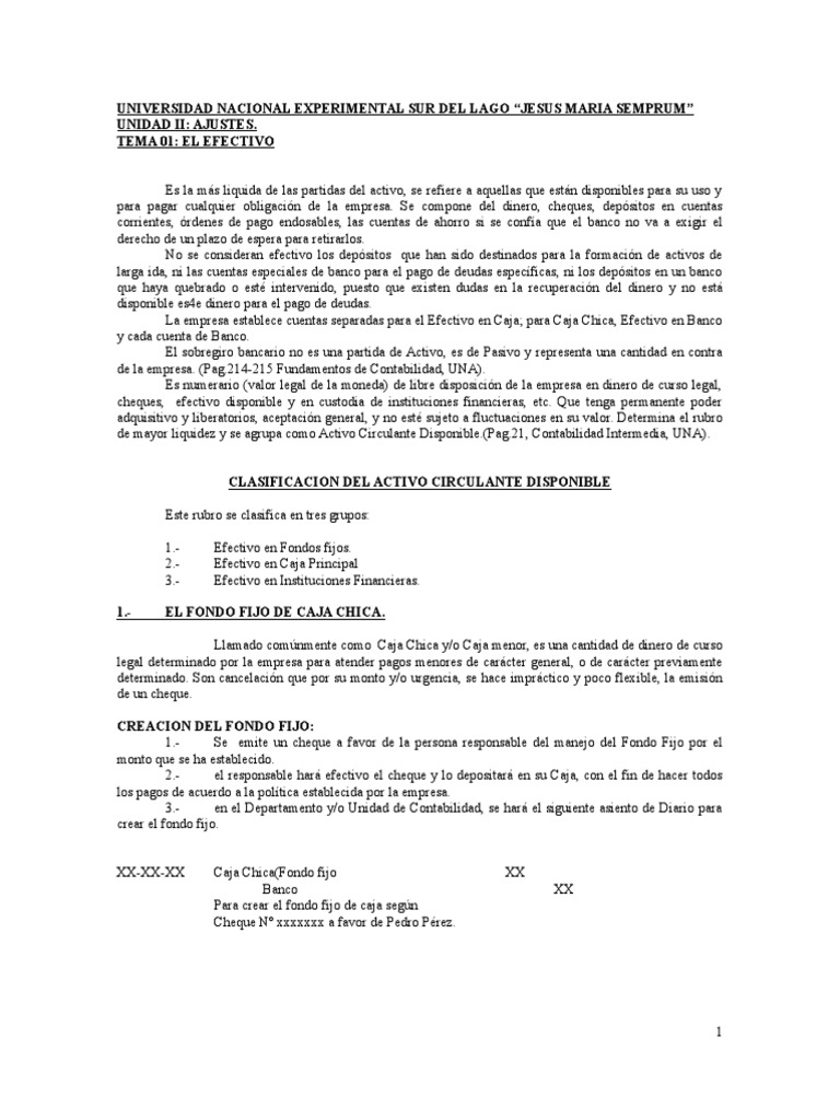 Efectivo y Control de Caja Chica en Empresas | PDF | Efectivo | Bancos
