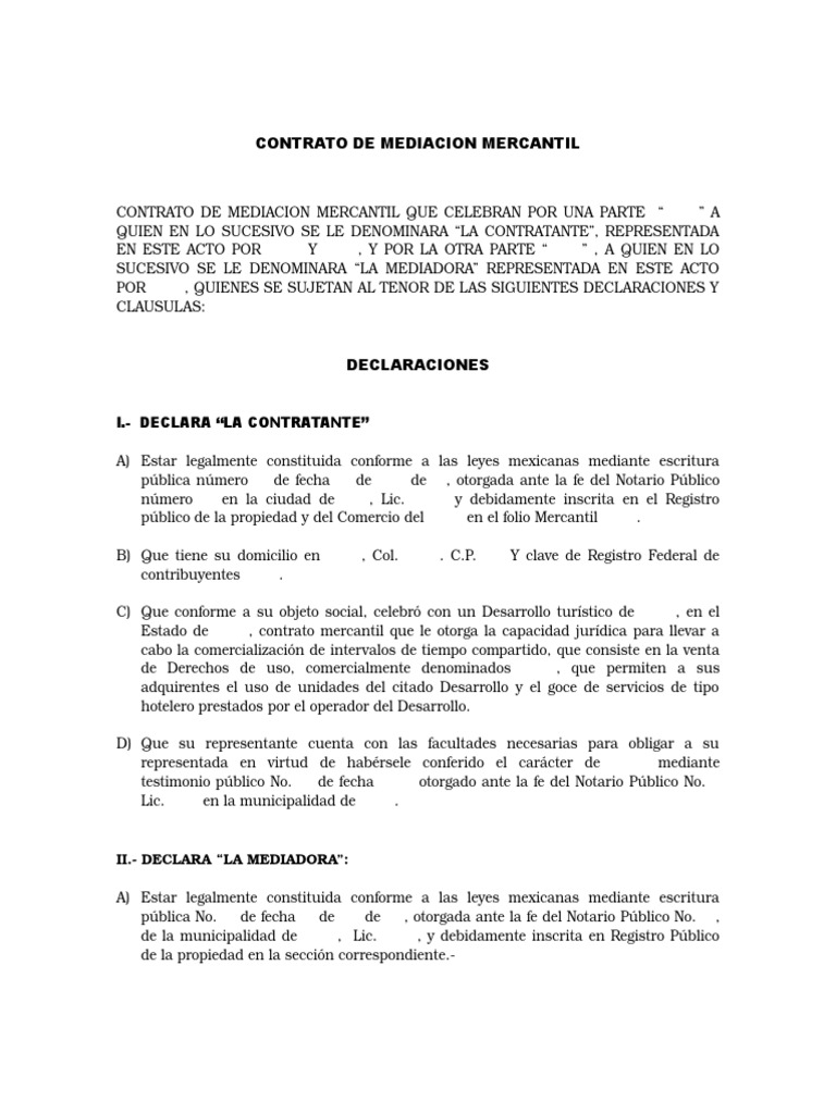 Contrato Mediacion Mercantil (1) Mediación Derecho laboral