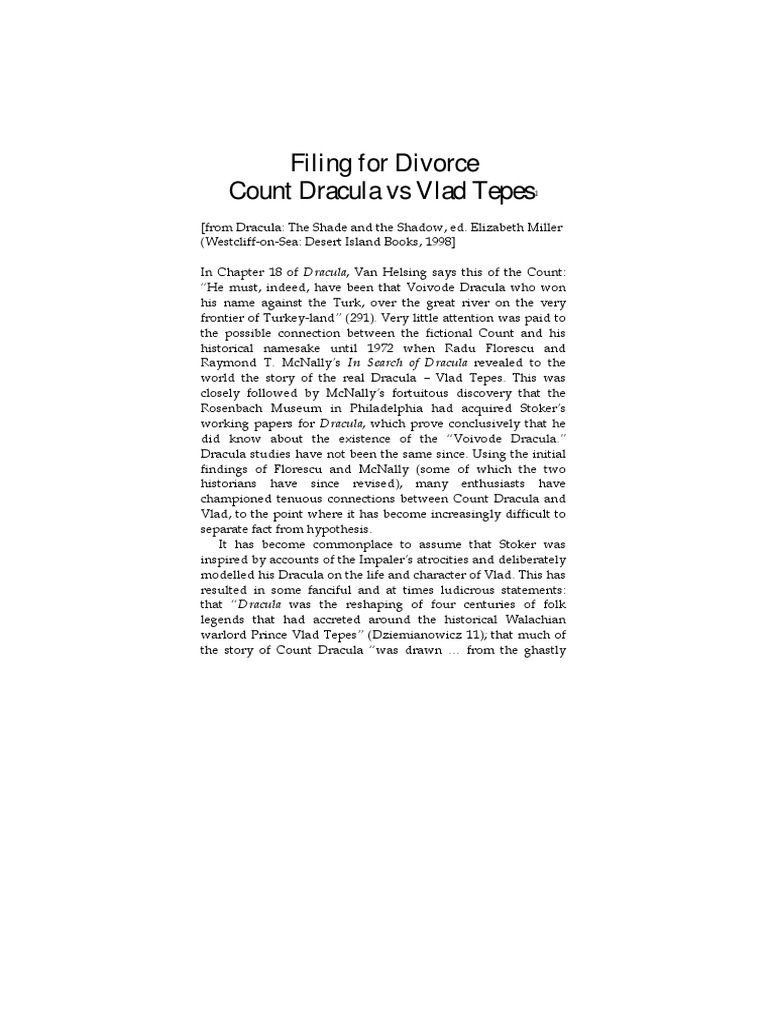 Filing For Divorce Count Dracula Vs Vlad Tepes | PDF | Dracula | Count  Dracula