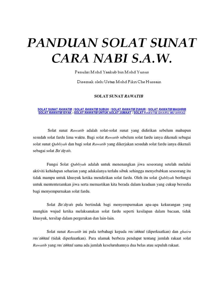 Panduan Solat Sunat Nabi S A W Pdf