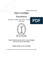 Foundation Test Papers (Revision July 2009) of ICWAI