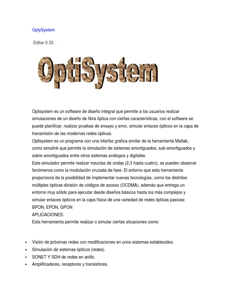 Simulaciones con OptiSystem en Fibra Óptica | PDF | Electrónica ...