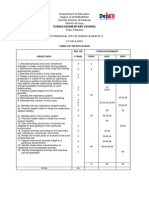 Funda Elementary School: Table of Specification No. of Items Item Placement Easy Ave. Diff