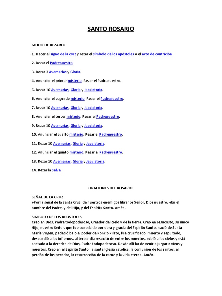 Santo Rosario Completo y Oraciones | PDF | María, madre de Jesús ...