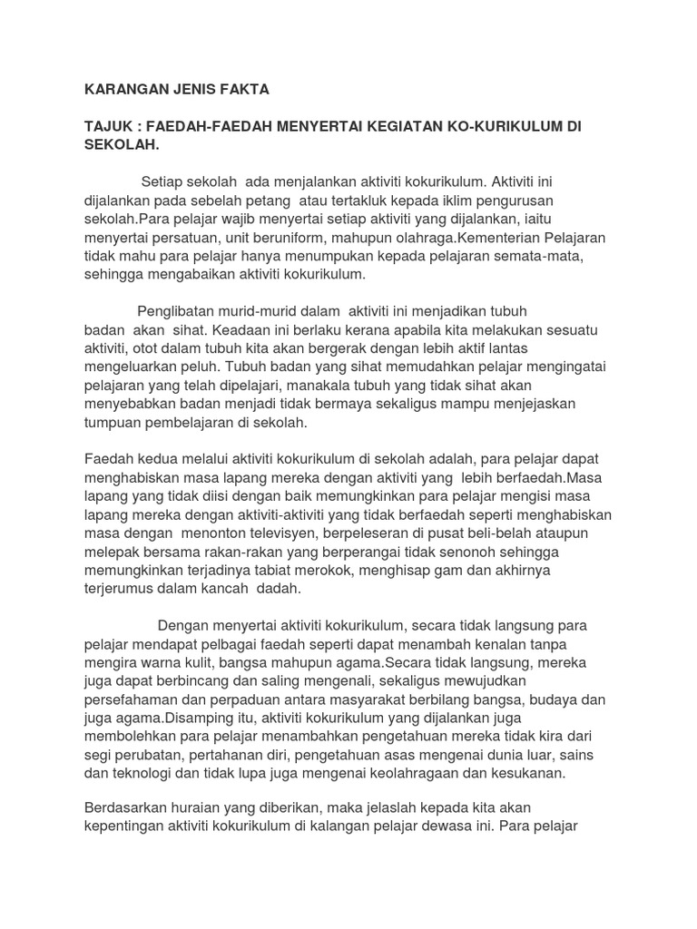 Karangan Jenis Fakta