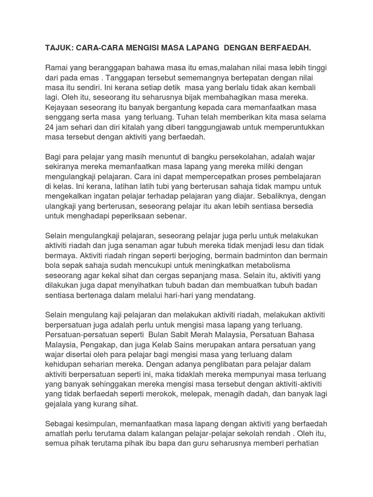Tajukmasa Lapang Berfaedah Pdf