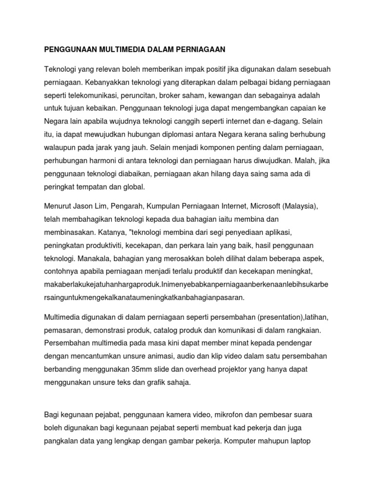 Penghasilan dan Penggunaan Kandungan Multimedia dalam Pemasaran Kecergasan