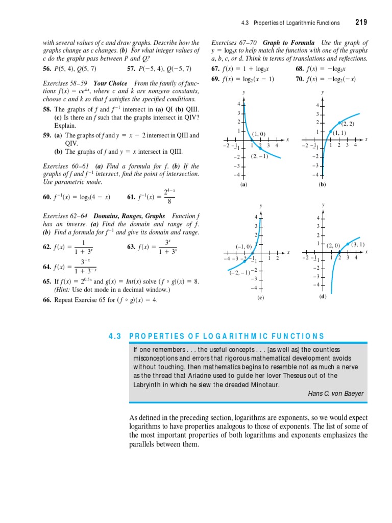 Properties of Logarithmic Function | PDF | Logarithm | Functions And ...