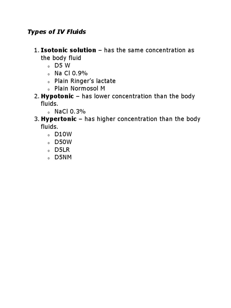 Types of IV Fluids PDF