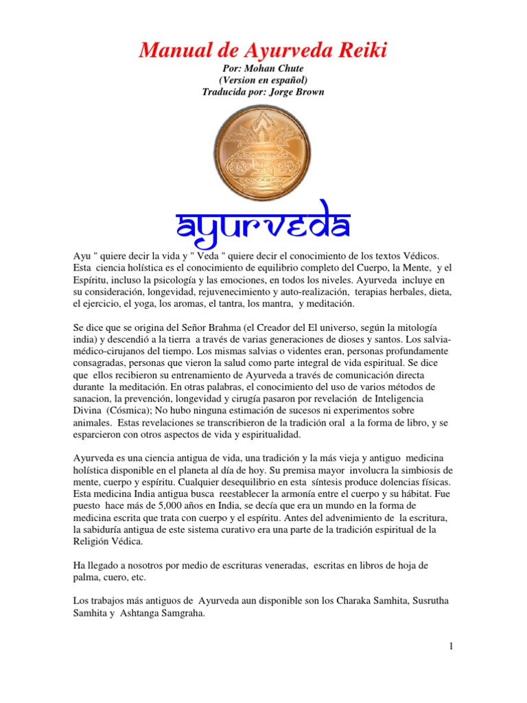 Ayurveda Reiki (Spanish Version) PDF Ayurveda Reiki