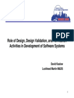 Role of Design, Design Validation, and Verification Activities in Development of Software Systems