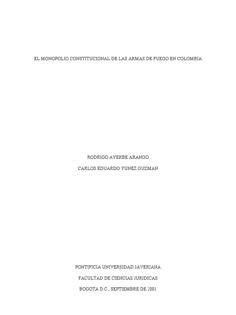 Tesis Porte de Armas Colombia PDF Pistola Shooting Sport