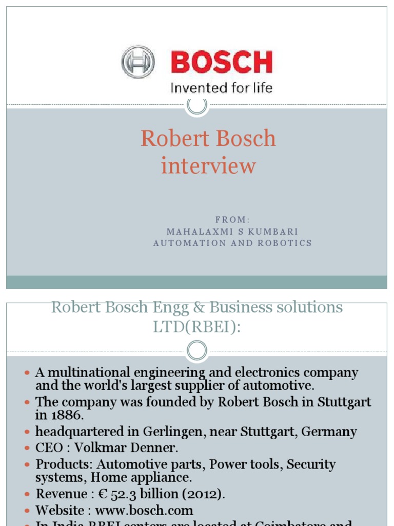 A R Robert Bosch Science And Technology Systems Engineering