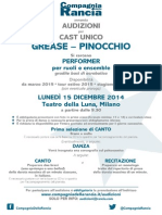 Bando Casting Unico Compagnia Della Rancia - Grease e Pinocchio