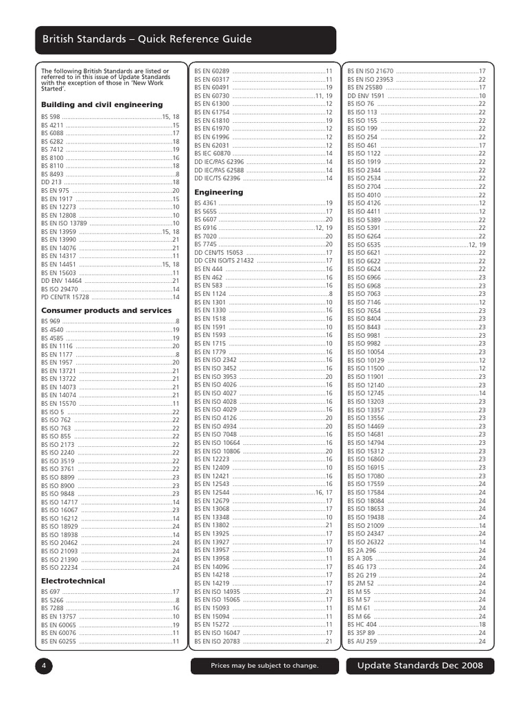 British Standards Quick Reference Guide Building and