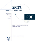 2008, Bresser, Crises Financeiras Dos Ano 90 e Poupança Externa