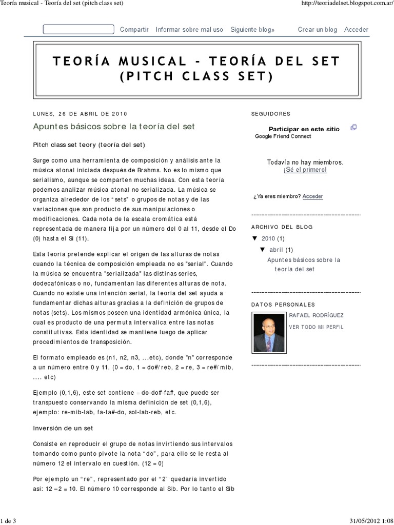 Teoría Musical - Teoría Del Set (Pitch Class Set) | PDF | Composiciones ...