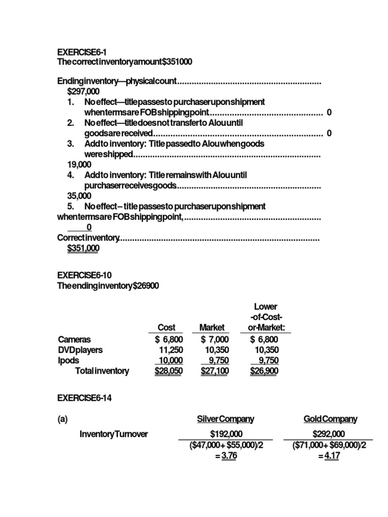 Inventory Accounting Exercises and Solutions | PDF | Cost Of Goods Sold ...