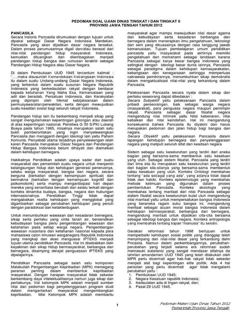  Kisi  kisi  Soal  Ujian  Dinas  Tingkat  i Dan Tingkat  II 