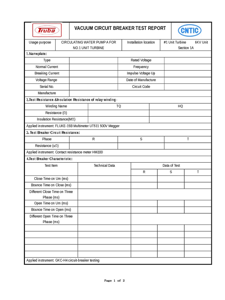 Vacuum Circuit Breaker Test Report 1.nameplate PDF