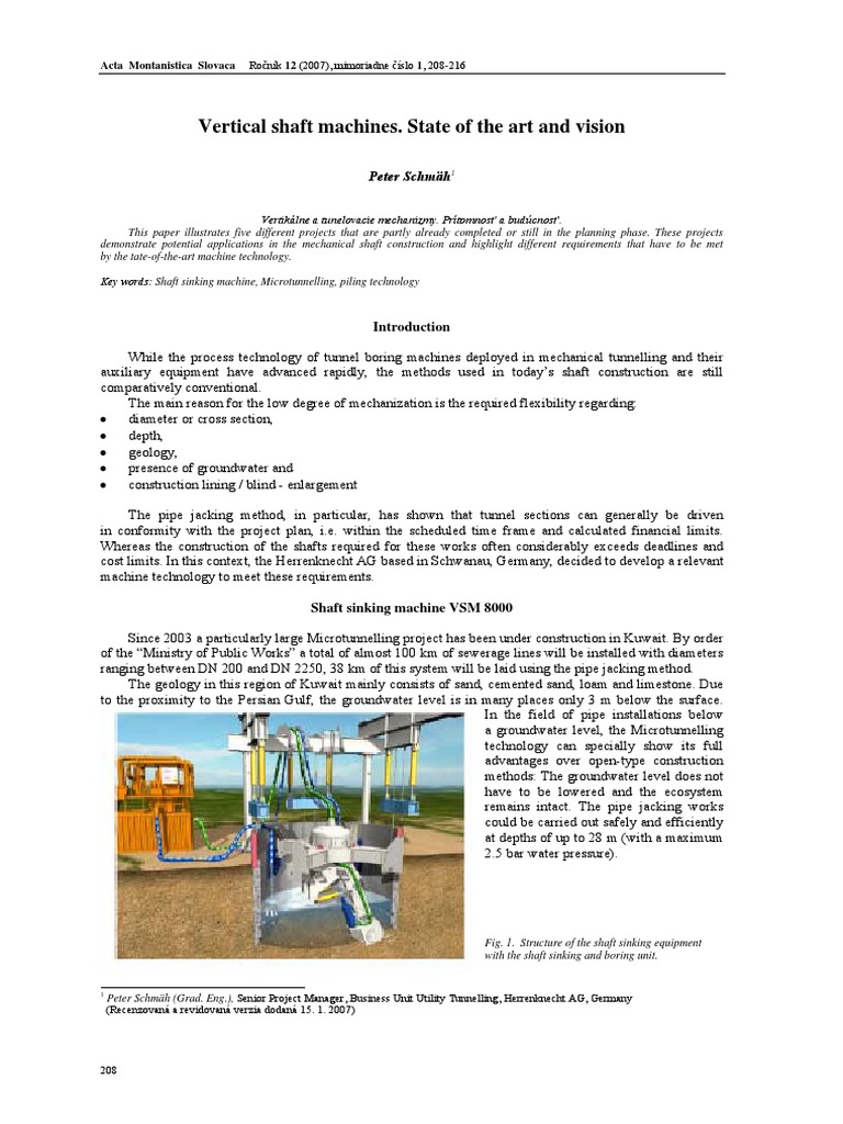 Vertical Shaft Machines: Future Insights | PDF | Deep Foundation | Tunnel