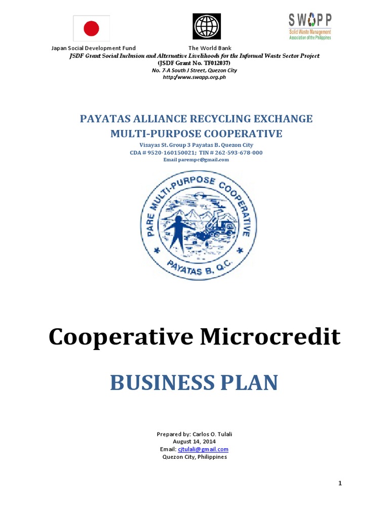 Microcredit Business Plan For Cooperatives PDF Microfinance