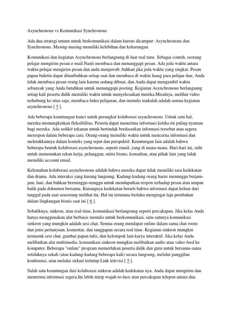 Asynchronous Vs Komunikasi Synchronous