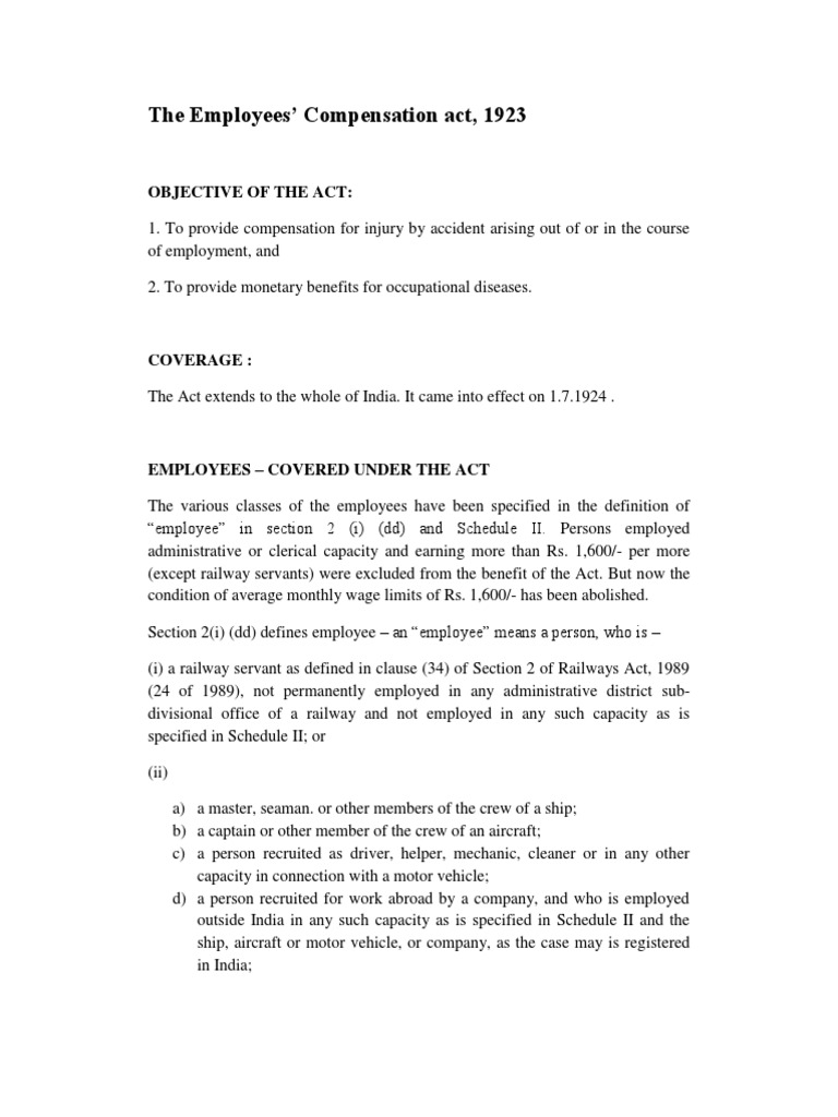 The Employees' Compensation Act, 1923: A Comprehensive Overview of ...