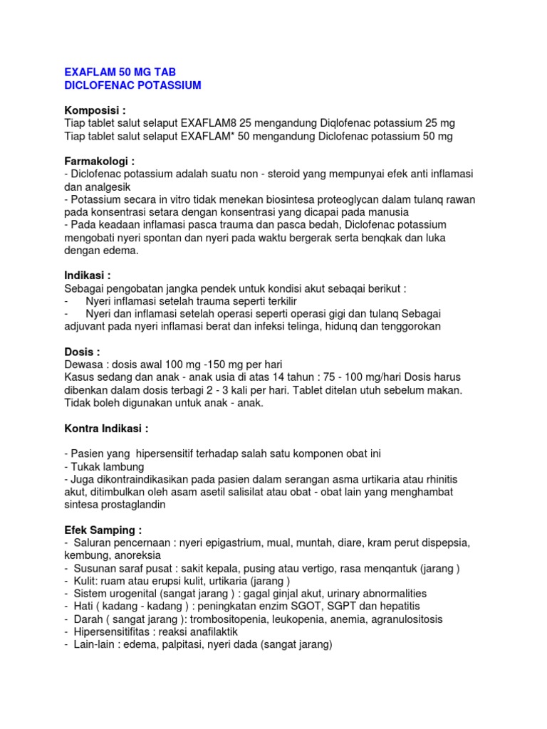 Manfaat dan Dosis Exaflam 50 mg | PDF