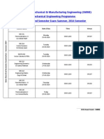 NUST School of Mechanical & Manufacturing Engineering (SMME) BE Mechanical Engineering Programme Date Sheet - End Semester Exam Summer, 2014 Semester