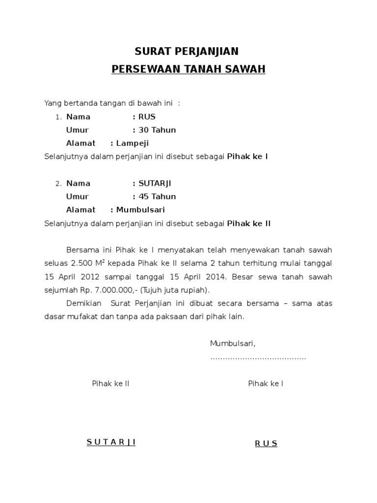 Contoh Surat Kontrak Tanah Download Contoh Surat Yang Baik