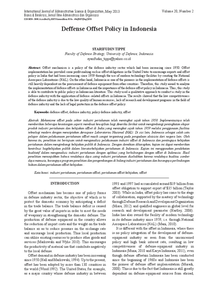 Defense Offset Policy in Indonesia | PDF | Arms Industry | Military