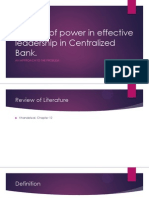 The Role of Power in Effective Leadership in Centralized Bank