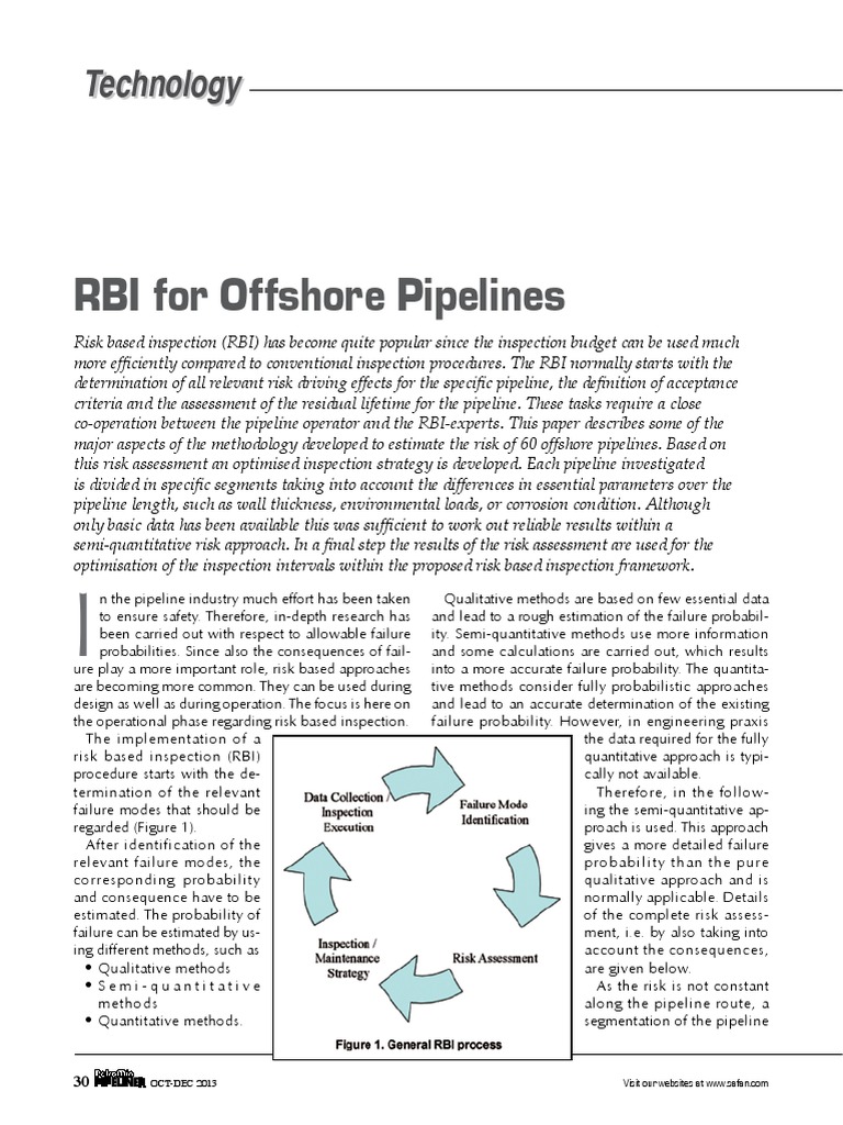 RBI For Offshore Pipelines PDF | PDF | Business | Technology & Engineering