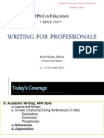 Writing For Professionals: Mphil in Education